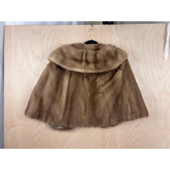 Robert Schechmer NY Vintage Real Fur Cape Brown Shawl Collar Monogrammed - Picture 10 of 12